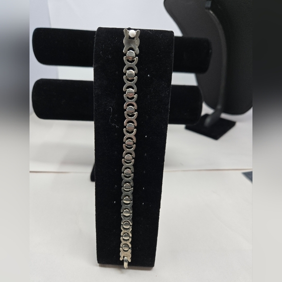 Vintage Mexican Taxco Sterling Silver Large Link  Loyalty Patience Bracelet - Picture 4 of 10